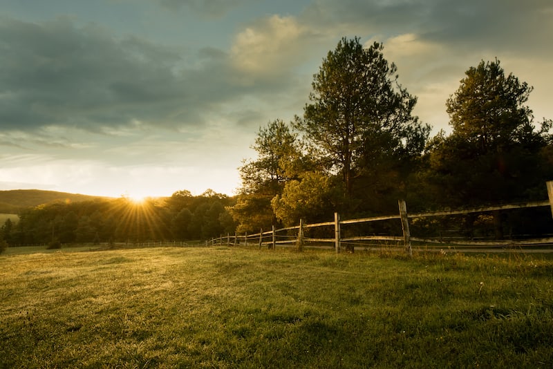 A picture of a beautiful sunrise on a British Columbia ranch for sale