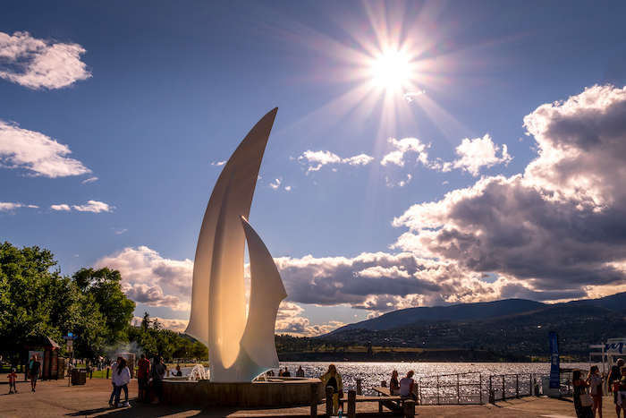 An image on the Cascadia Pacific Realty website. The image showcases a beautiful view  of Kelowna's downtown and waterfront 